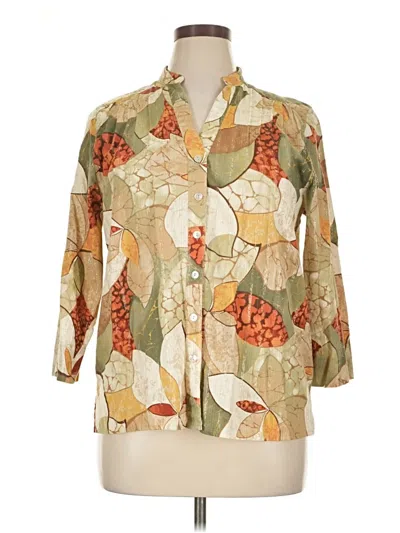 Pre-owned Alfred Dunner 3/4 Sleeve Blouse In Brown