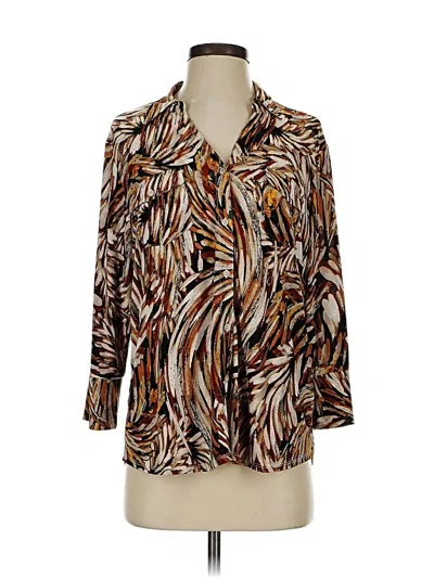 Pre-owned Alfred Dunner 3/4 Sleeve Blouse In Brown