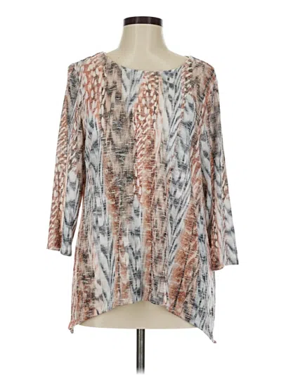 Pre-owned Alfred Dunner 3/4 Sleeve Blouse In Brown