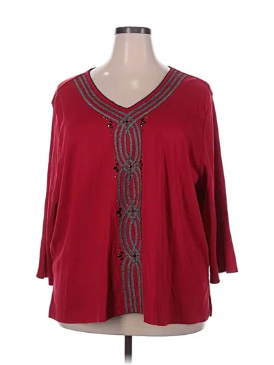 Pre-owned Alfred Dunner 3/4 Sleeve Blouse In Burgundy