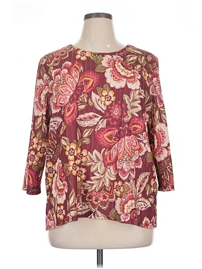 Pre-owned Alfred Dunner 3/4 Sleeve Blouse In Burgundy