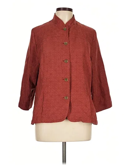 Pre-owned Alfred Dunner 3/4 Sleeve Blouse In Burgundy