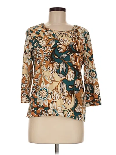 Pre-owned Alfred Dunner 3/4 Sleeve Blouse In Gold