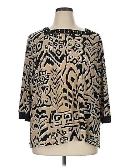 Pre-owned Alfred Dunner 3/4 Sleeve Blouse In Gold