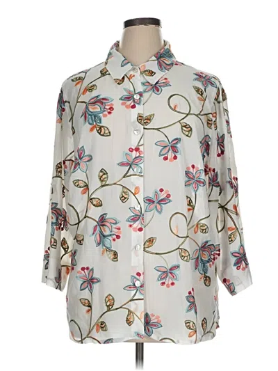 Pre-owned Alfred Dunner 3/4 Sleeve Blouse In Gray