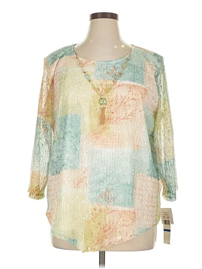 Pre-owned Alfred Dunner 3/4 Sleeve Blouse In Green