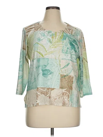Pre-owned Alfred Dunner 3/4 Sleeve Blouse In Green