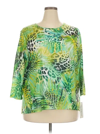 Alfred Dunner 3/4 Sleeve Blouse In Green