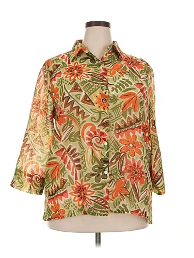Pre-owned Alfred Dunner 3/4 Sleeve Blouse In Green