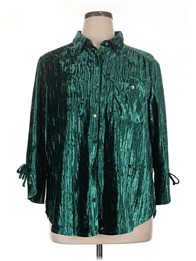 Pre-owned Alfred Dunner 3/4 Sleeve Blouse In Green