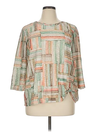 Pre-owned Alfred Dunner 3/4 Sleeve Blouse In Green