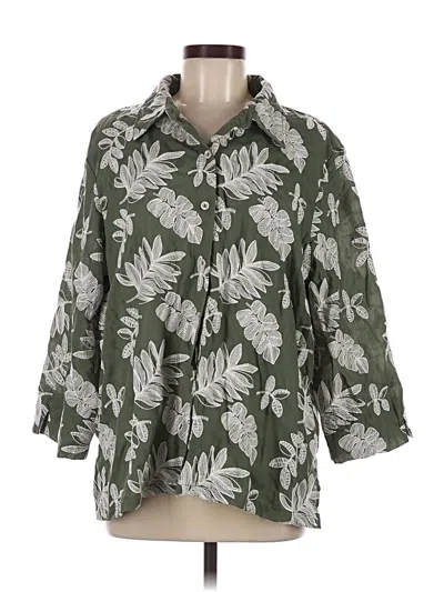 Pre-owned Alfred Dunner 3/4 Sleeve Blouse In Green