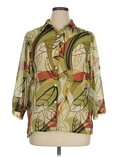 Pre-owned Alfred Dunner 3/4 Sleeve Blouse In Green