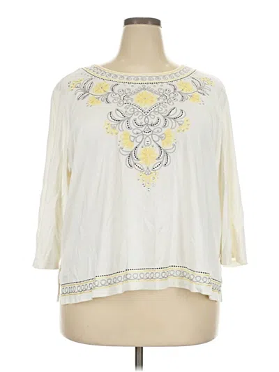 Pre-owned Alfred Dunner 3/4 Sleeve Blouse In Ivory