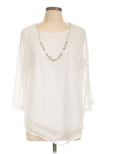Pre-owned Alfred Dunner 3/4 Sleeve Blouse In Ivory