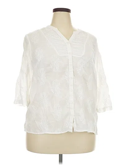 Pre-owned Alfred Dunner 3/4 Sleeve Blouse In Ivory