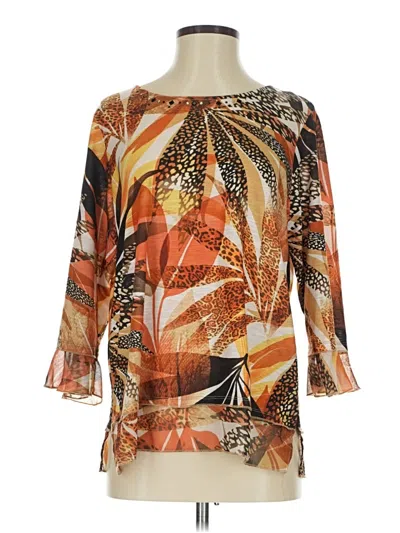 Pre-owned Alfred Dunner 3/4 Sleeve Blouse In Orange