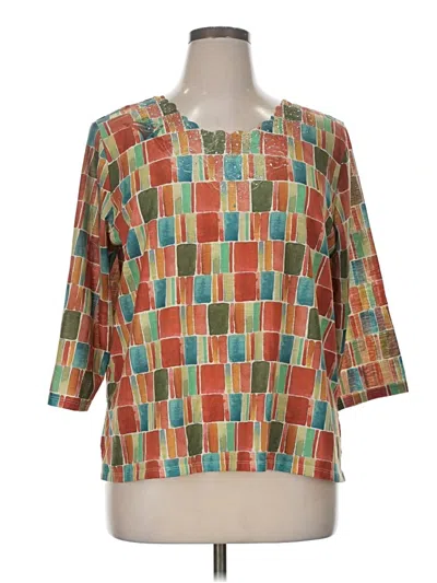 Pre-owned Alfred Dunner 3/4 Sleeve Blouse In Orange
