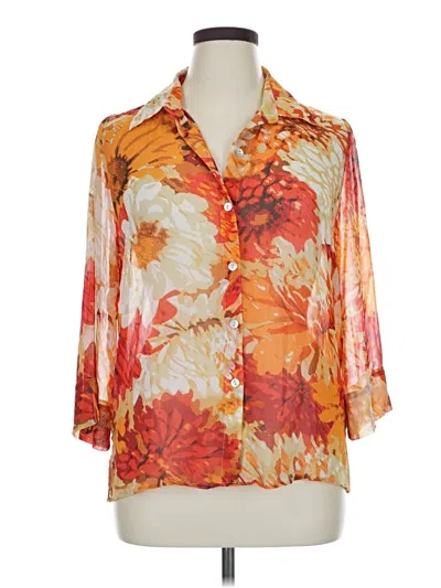 Pre-owned Alfred Dunner 3/4 Sleeve Blouse In Orange