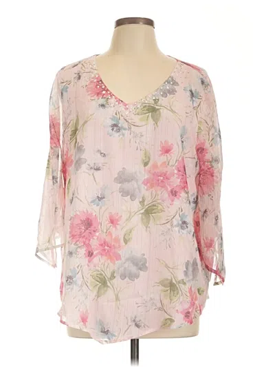 Pre-owned Alfred Dunner 3/4 Sleeve Blouse In Pink