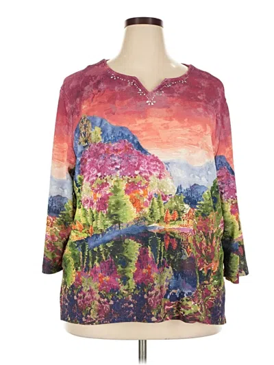 Pre-owned Alfred Dunner 3/4 Sleeve Blouse In Purple