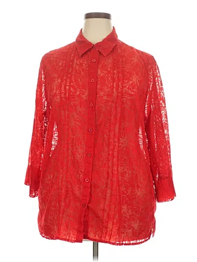 Pre-owned Alfred Dunner 3/4 Sleeve Blouse In Red
