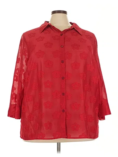Pre-owned Alfred Dunner 3/4 Sleeve Blouse In Red
