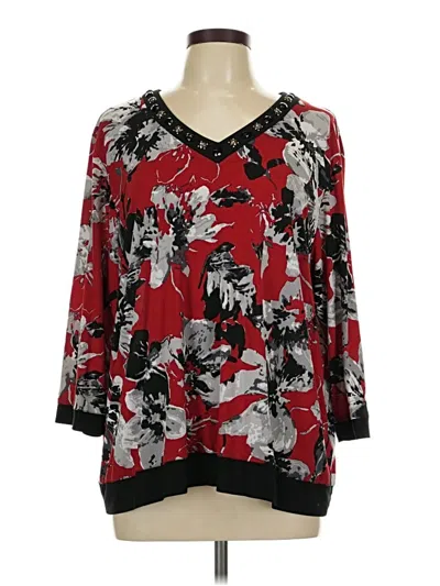 Pre-owned Alfred Dunner 3/4 Sleeve Blouse In Red