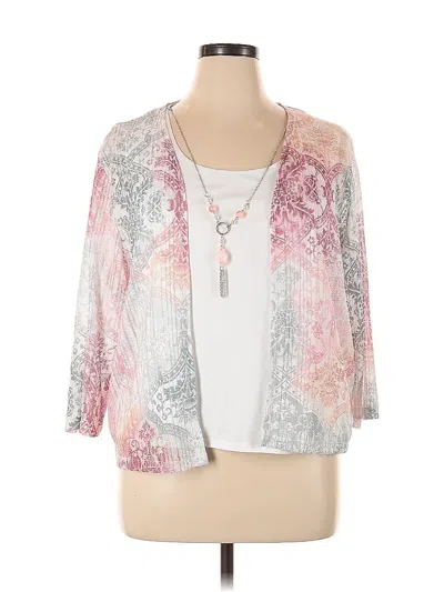 Pre-owned Alfred Dunner 3/4 Sleeve Blouse In Silver