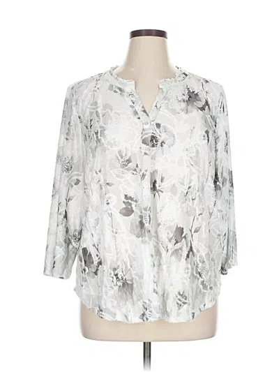 Pre-owned Alfred Dunner 3/4 Sleeve Blouse In Silver