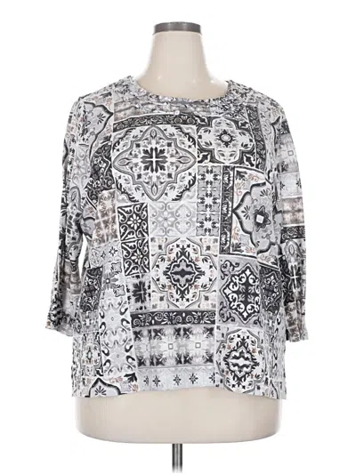 Pre-owned Alfred Dunner 3/4 Sleeve Blouse In Silver