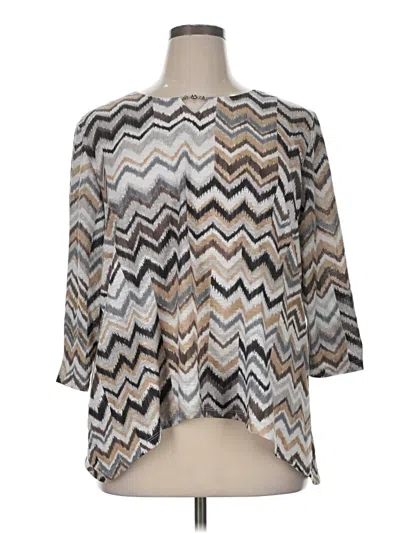 Pre-owned Alfred Dunner 3/4 Sleeve Blouse In Silver