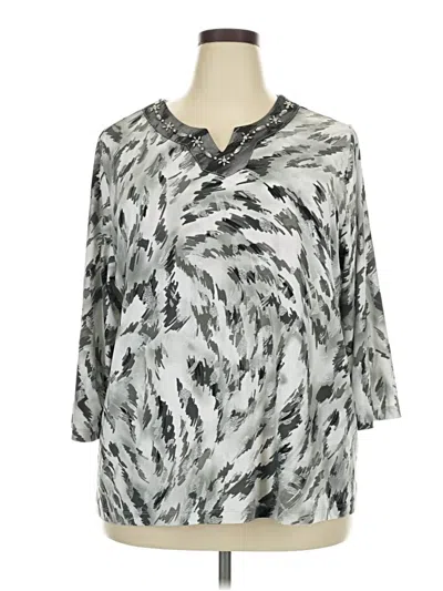 Pre-owned Alfred Dunner 3/4 Sleeve Blouse In Silver