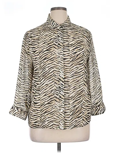 Pre-owned Alfred Dunner 3/4 Sleeve Blouse In Silver