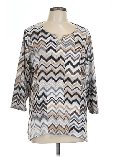Pre-owned Alfred Dunner 3/4 Sleeve Blouse In Silver