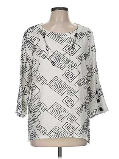 Pre-owned Alfred Dunner 3/4 Sleeve Blouse In Silver
