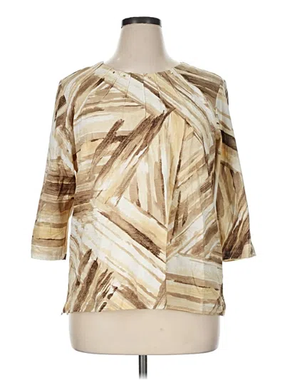 Pre-owned Alfred Dunner 3/4 Sleeve Blouse In Tan