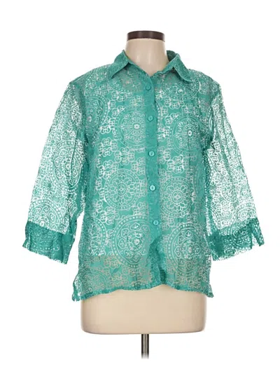 Pre-owned Alfred Dunner 3/4 Sleeve Blouse In Teal