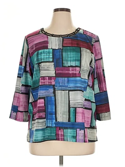 Pre-owned Alfred Dunner 3/4 Sleeve Blouse In Teal