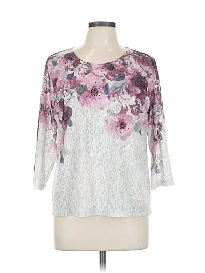 Pre-owned Alfred Dunner 3/4 Sleeve Blouse In White