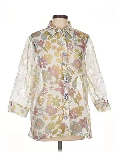 Pre-owned Alfred Dunner 3/4 Sleeve Blouse In White