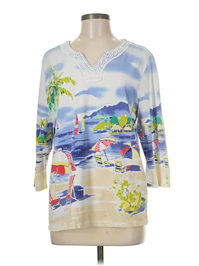 Pre-owned Alfred Dunner 3/4 Sleeve Blouse In White