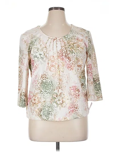 Pre-owned Alfred Dunner 3/4 Sleeve Blouse In White