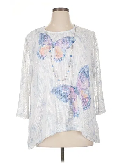 Pre-owned Alfred Dunner 3/4 Sleeve Blouse In White