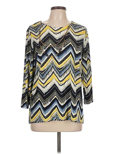 Pre-owned Alfred Dunner 3/4 Sleeve Blouse In Yellow