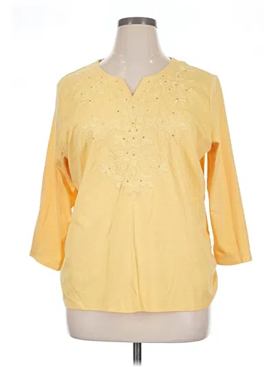 Pre-owned Alfred Dunner 3/4 Sleeve Blouse In Yellow