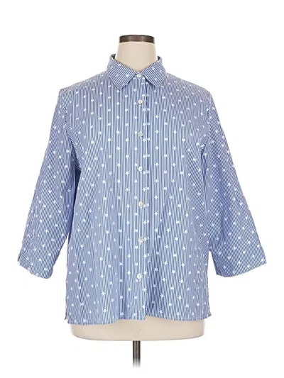 Pre-owned Alfred Dunner 3/4 Sleeve Button Down Shirt In Blue