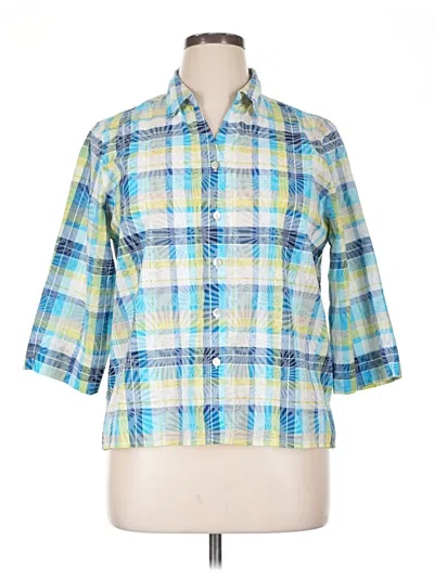 Pre-owned Alfred Dunner 3/4 Sleeve Button Down Shirt In Blue