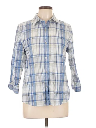 Pre-owned Alfred Dunner 3/4 Sleeve Button Down Shirt In Blue