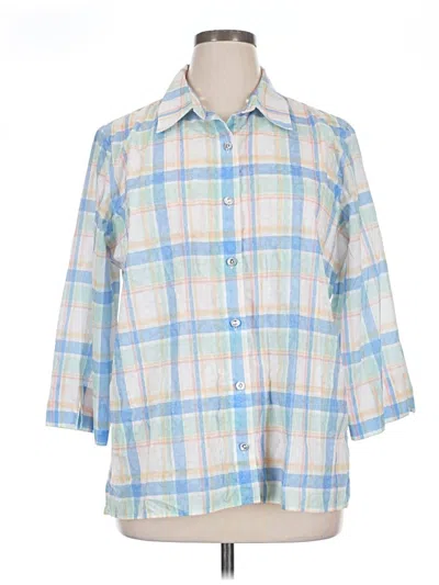 Pre-owned Alfred Dunner 3/4 Sleeve Button Down Shirt In Blue
